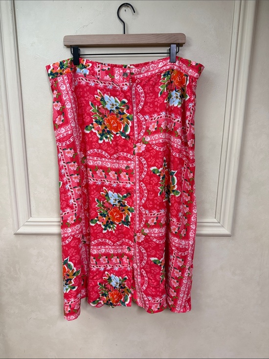 LC Lauren Conrad Dresses & Skirts - LC Lauren Conrad Button Front A-Line Midi Skirt "Dark Pink Reedy Scarf." XXL